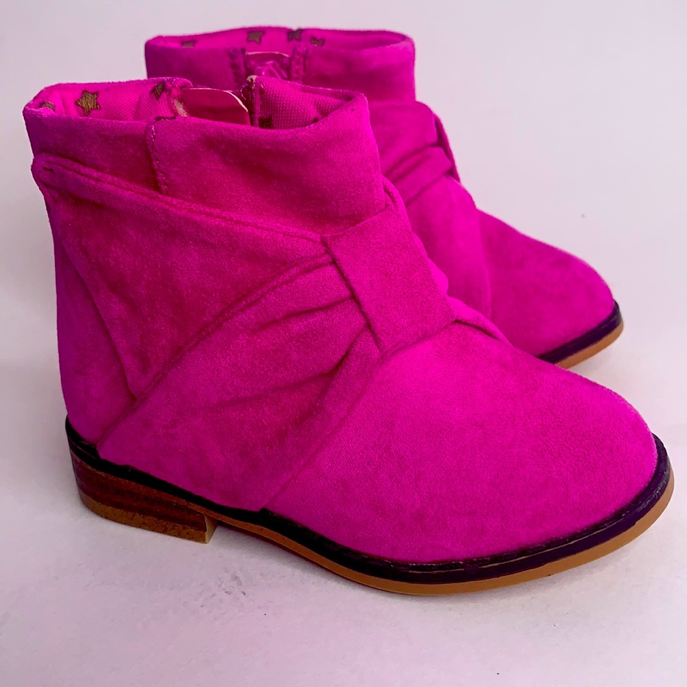 CAT & JACK PINK FAUX SUEDE BOOTIES Sz 5